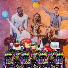 HAKOTI 3Pack Glow Neon Party Tablecloth – Let Theme Let’s