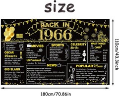 60Th Birthday Black Gold Party Decoration, Back in 1966 Banner 60 Year
