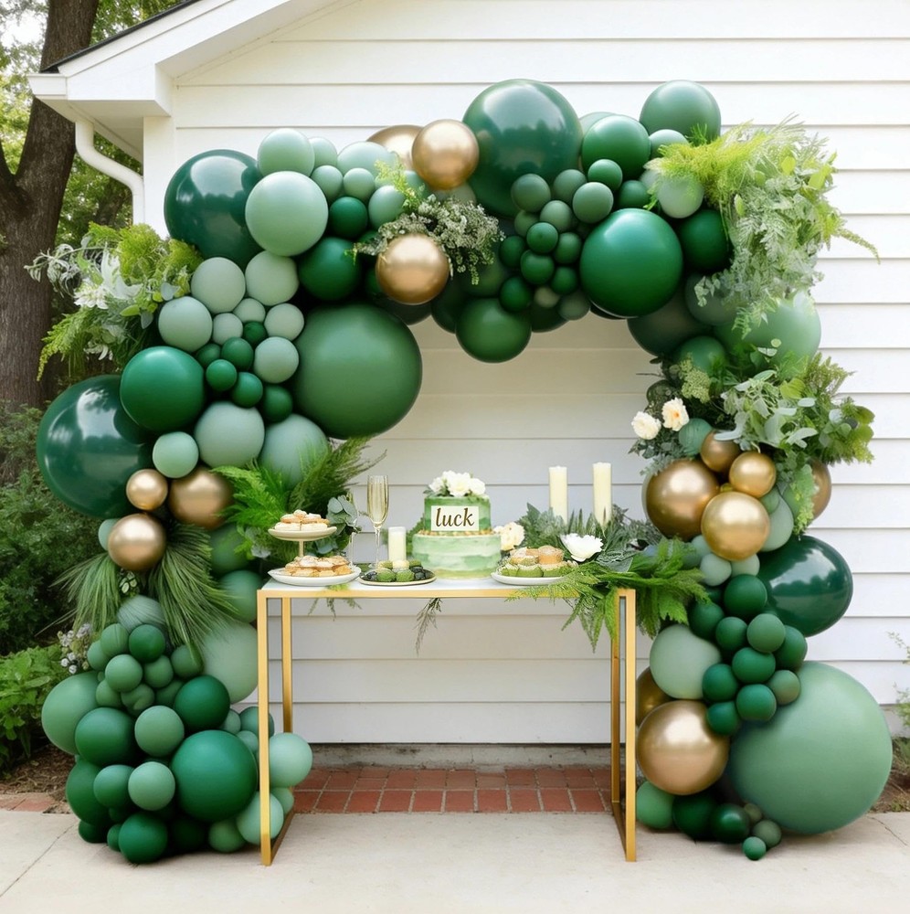Guirnalda De Globos Verde Sabia Esmeralda Y Dorado Para Boda Y Graduacion