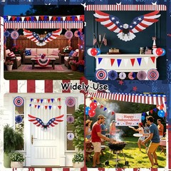 4th of July Golf Cart Decorations Kit – Patriotic Eagle, Garland, Fans & Balloon