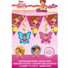FANCY NANCY ROOM DECORATING KIT (5pc) ~Birthday Party Supplies Swirls Banner