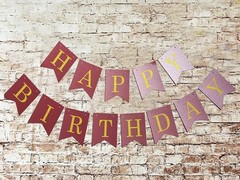 Burgundy Gold Birthday Party Decorations – 6pcs Tissue Pom Poms (10in, 12in)