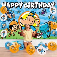 Dog Man Birthday Decoration Set Party Supplies Balloon Backdrop Cake Topper