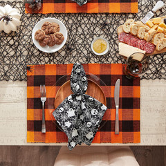 Halloween Party Tabletop Decor, Reusable & Machine Washable Cotton Fabric, Napki
