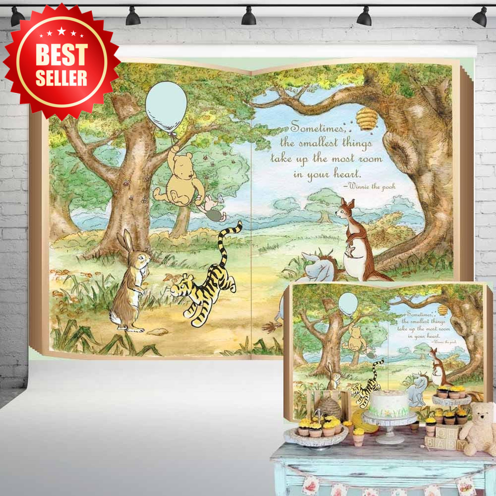 7x5FT Pooh Bear Book Backdrop Vintage Hundred Acre Wood Baby Shower 117 US