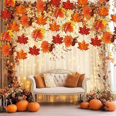 Fall Leaves Hanging Swirls Maple Leaves Decorations for Home/Fall Party Decor…