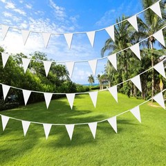 100 Feet White Blank Pennant Banners Flags String Hanging Triangle Bunting DI…