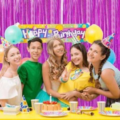 Photo Backdrop Metallic Foil Fringe Curtain Tinsel Party Birthday Door Decor US