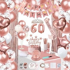 Rose Gold 60th Birthday Party Decorations Kit for Women 25 Guests