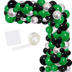Green Black Silver Balloon Garland Arch Kit – Video Gaming Balloons Black Bal…