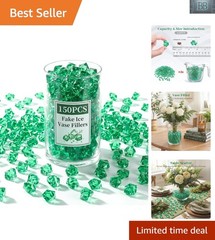 Stunning 150PCS Plastic Gems: Dark Green Acrylic Fake Ice for Tables & Tanks