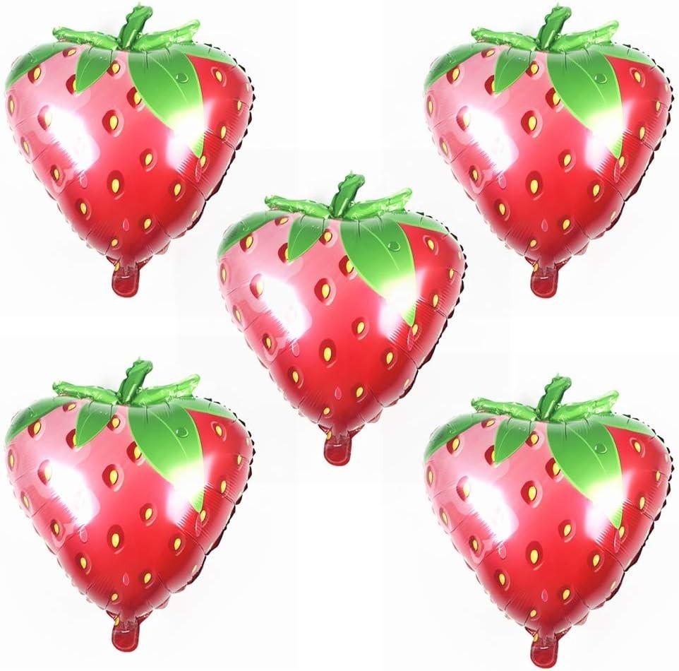 HORUIUS Strawberry Balloons Fruit Strawberry Foil Mylar Balloons for Baby Sho…