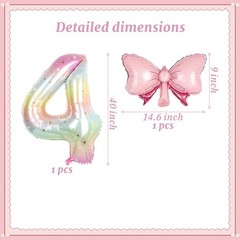 Number 4 40 Inch Rainbow Star Gradient Giant Number Balloon & Mini Bow Balloo…