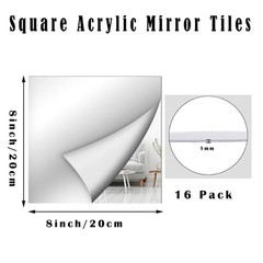 16Pack Square Mirrors for Centerpieces, 8 x 8 Inch Mirror Tray Candle Plate W…