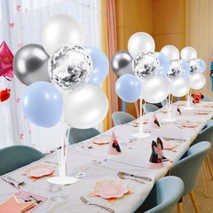 4Set Light Blue Silver Balloon Stand Table Centerpieces Party Decor