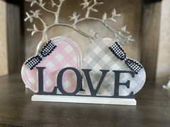 Love & Home Table Décor – Buffalo Check Reversible Hearts – Hand Crafted