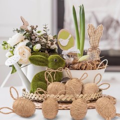 8 Pcs Farmhouse Easter Egg Linen Rope Eggs Rustic Easter Hunt Ornament for Sp…
