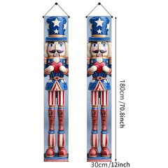 Patriotic Nutcracker Door Banner 12×72 Inch Memorial Day Hanging Banner Nutcr…