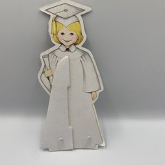 Paper Art Co Graduation Honeycomb Centerpiece 9in White Gown Female Vtg