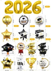 24Pcs Graduation Party Balloons Class of 2026 Congrats Grad Foil Balloons for…