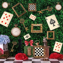 24 Pcs Wonderland Tea Party Decoration Vintage Hanging Ornaments Clock Playing C