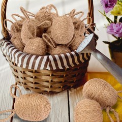 8 Pcs Farmhouse Easter Egg Linen Rope Eggs Rustic Easter Hunt Ornament for Sp…