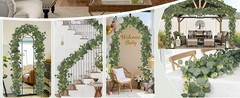 Eucalyptus Garland Faux Silk Leaf Silver Dollar Artificial Greenery Fake