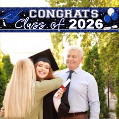 2026 Graduation Yard Sign Large Congrats Grad Banner Blue Class of 2026 Banne…