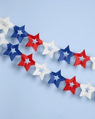 , Red, White + Blue Paper Star Banner | Set of 2, 10ft | 4th of July Banner, …
