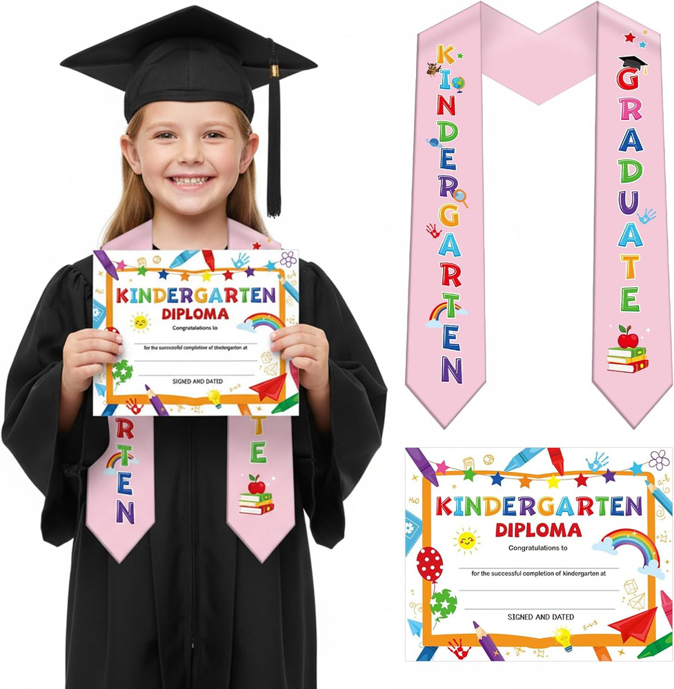 Kindergarten Graduation Stole Sash – 2 Pcs Kindergarten Graduation Decorations w