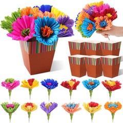 30 PCS Mexican Table Decorations Fiesta Centerpieces Paper Flower Vase Cinco