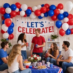 Red White and Blue Balloons – 60 Pack 12 inch for 4th of July Decorations Ind…