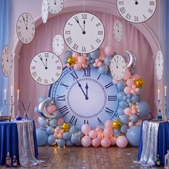 25 Pcs Princess Gray Party Decoration 11.81″ Midnight Clock Hanging Backgroun…