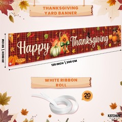 KatchOn, Happy Thanksgiving Banner Fence Sign – Xtralarge, 120×20 Inch Maroon