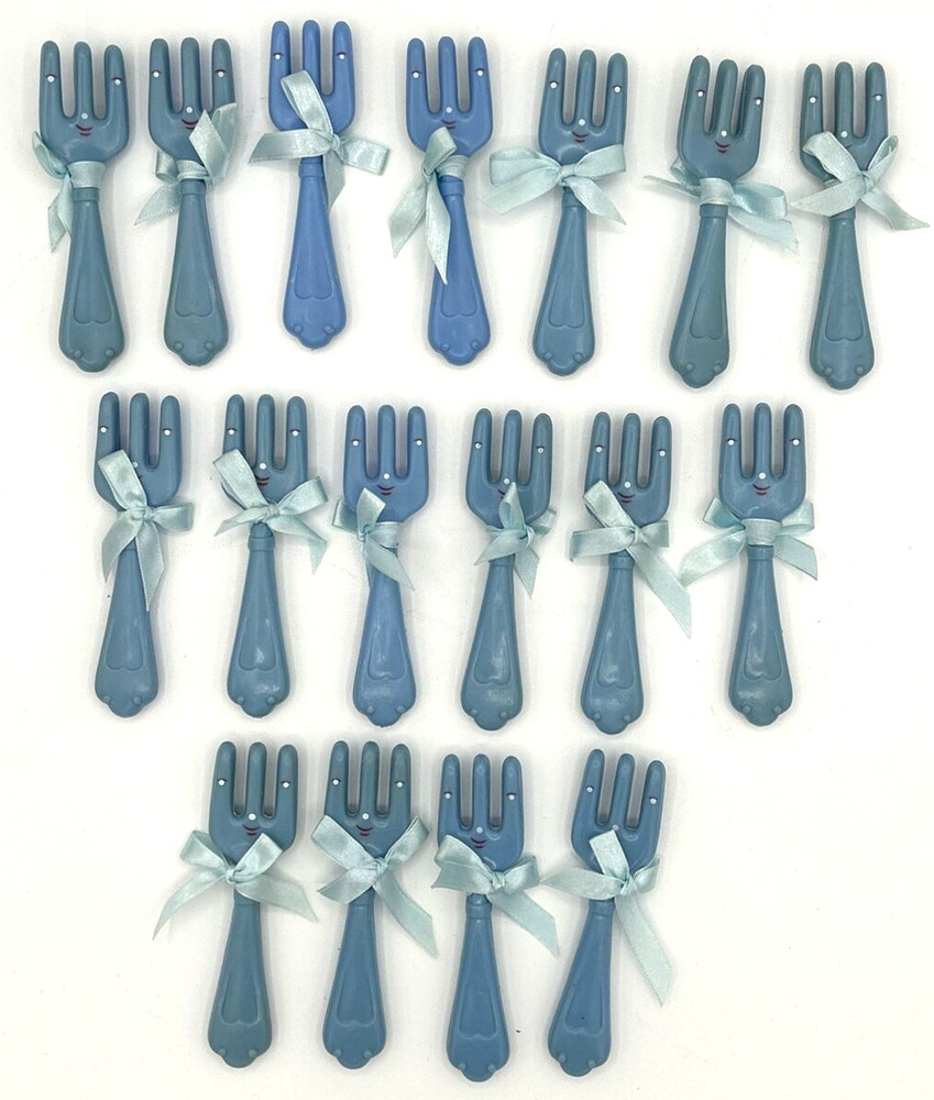 Vtg Baby Baby Shower Fork Decorations Lot of 17 Blue BC6