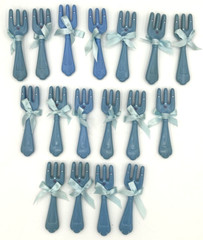 Vtg Baby Baby Shower Fork Decorations Lot of 17 Blue BC6