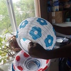 Multicolor Paper Lantern Set of 14, 8 Blue, 4 Red, 2 Orange, Party Decoration