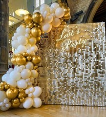 100pcs Metallic Gold Balloons 12 inch Chrome Gold Balloons with Gold Ribbon f…