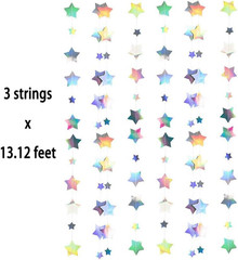 Iridescent Glitter Mixed Star Paper Garland Banner Décor 40 Feet Mixed Little an