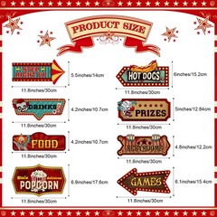 Harloon 18 Pcs Circus Party Signs Halloween Sign Red, White, Blue