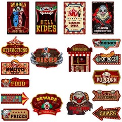 Harloon 18 Pcs Circus Party Signs Halloween Sign Red, White, Blue
