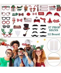 64 Pcs Photo Booth Props Set – Christmas Holiday Party Decorations, Hats, Bal…