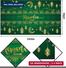 Hafangry Ramadan Mubarak Tablecloth Islamic Muslim Eid Decoration Golden Star Mo
