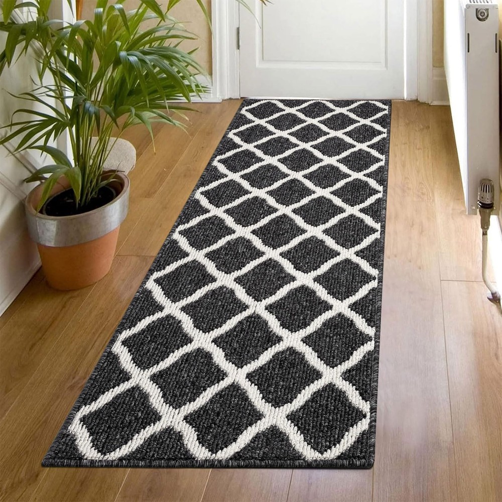 SHACOS Washable Runner Rug 2×6 ft Non Slip Entryway Kitchen 2′ x 6′, Black