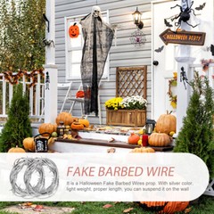 2pcs Fake Silver Barbed Wire Halloween Gothic Thorns Chain Prop