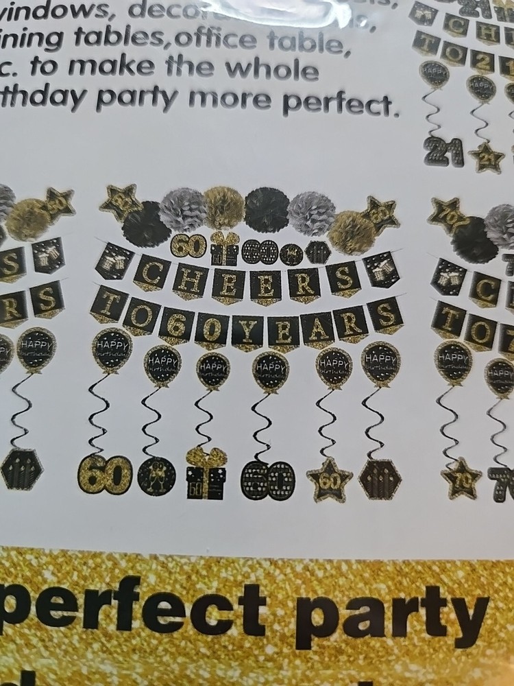 60th Birthday Party Kit Includes Banner Decorations Pom Poms