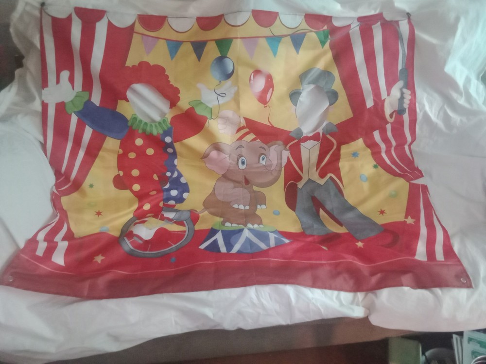 Children’s Party Birthday Celebration Fun 2 Face Hole Carnival Picture Flag 58″