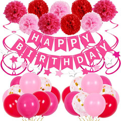 Hot Pink Birthday Decorations, Birthday Decorations for Women Girls with HAPPY B
