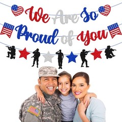 Military Going Away Party Decorations We Are So Proud of You Banner Blue