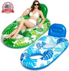FindUWill 2 Pack Inflatable Pool Floats Adult- 65″x42″ Inflatable Pool Float Lou